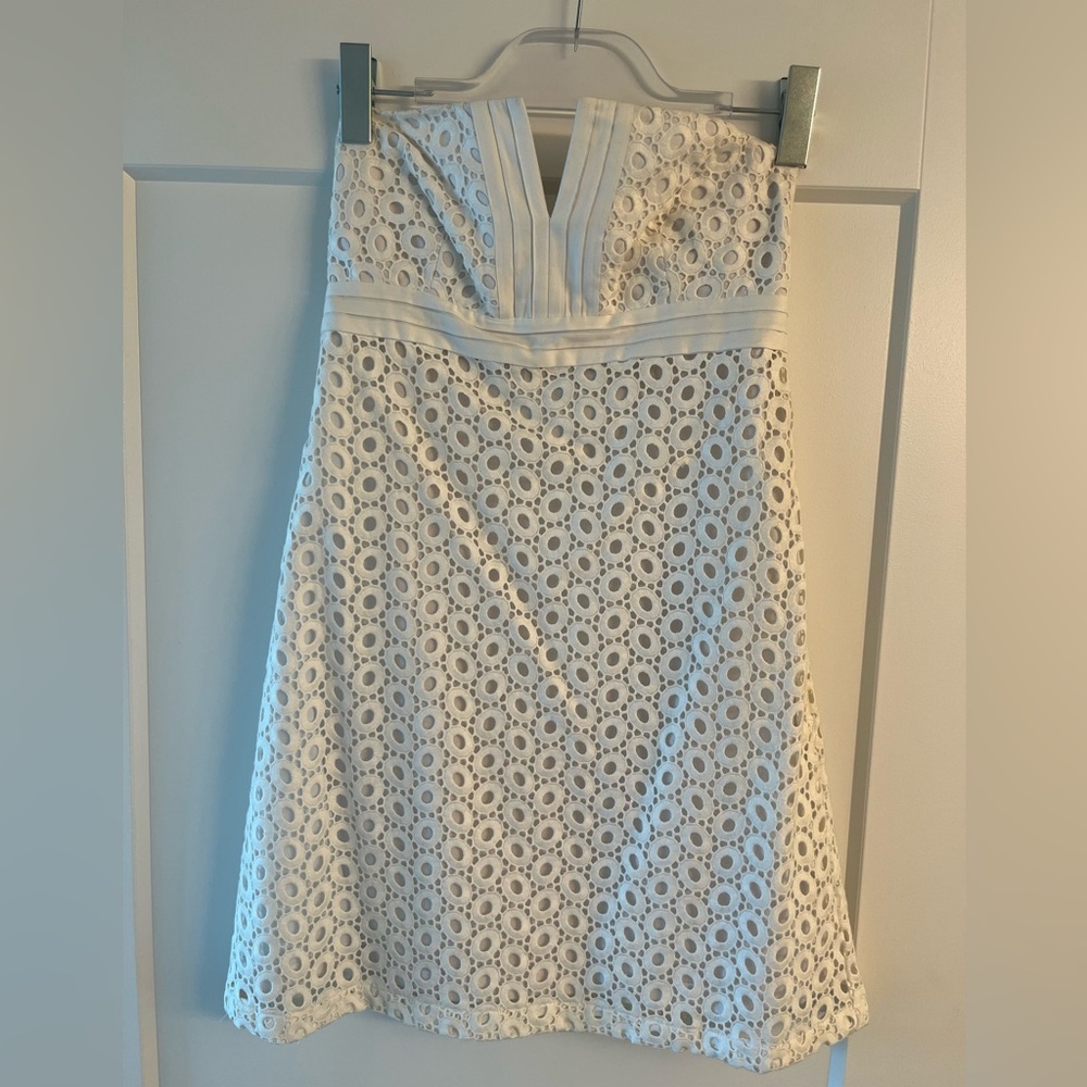Tibi White A-Line Plunge Dress